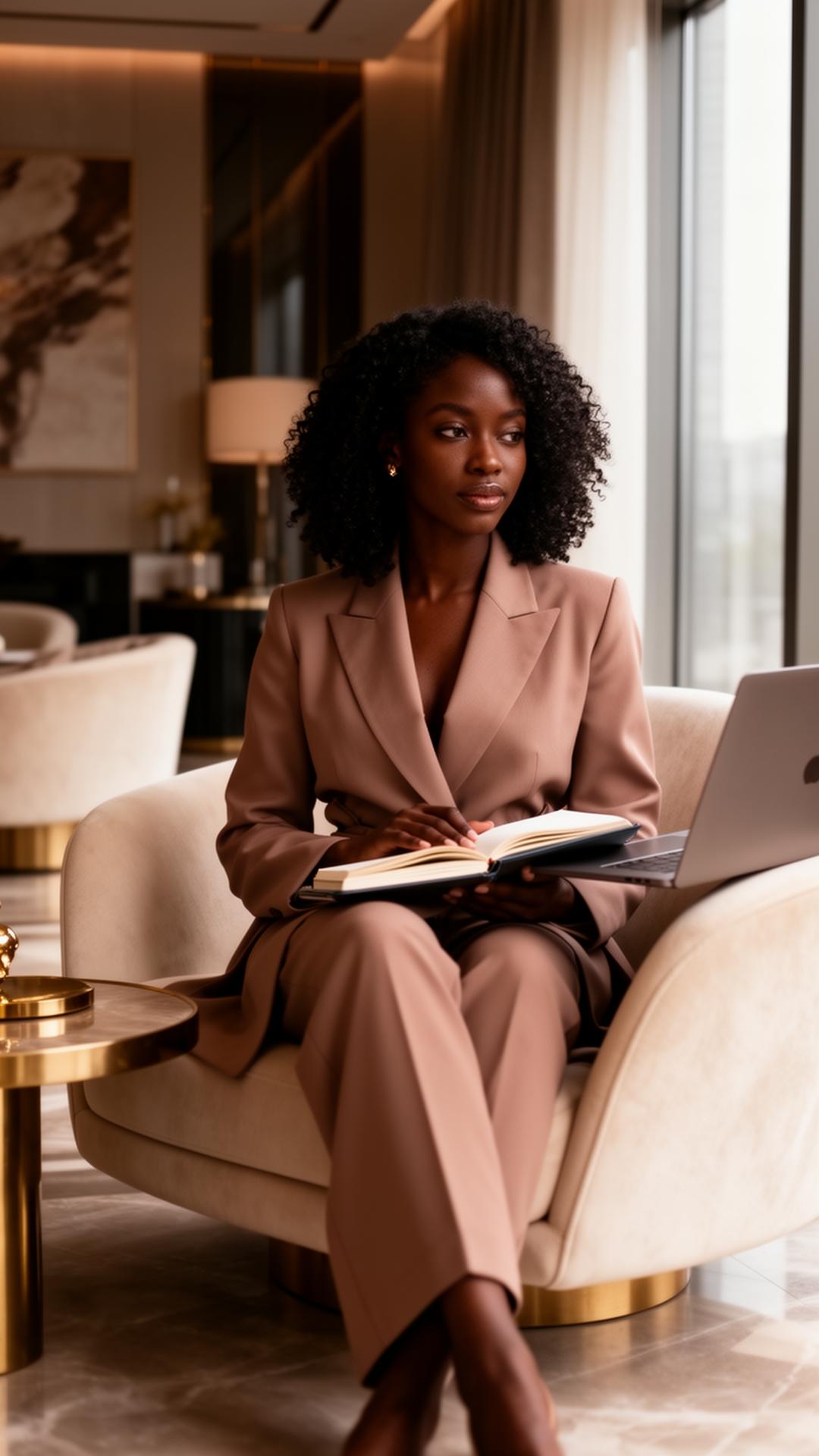 Woman in luxury space